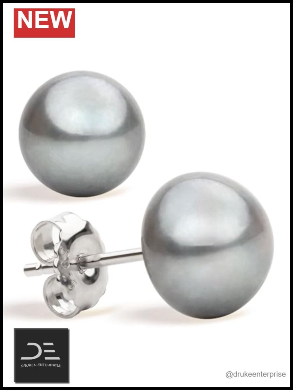 Freshwater Cultured Pearl Stud Earrings for Women Button Shape Sterling Silver